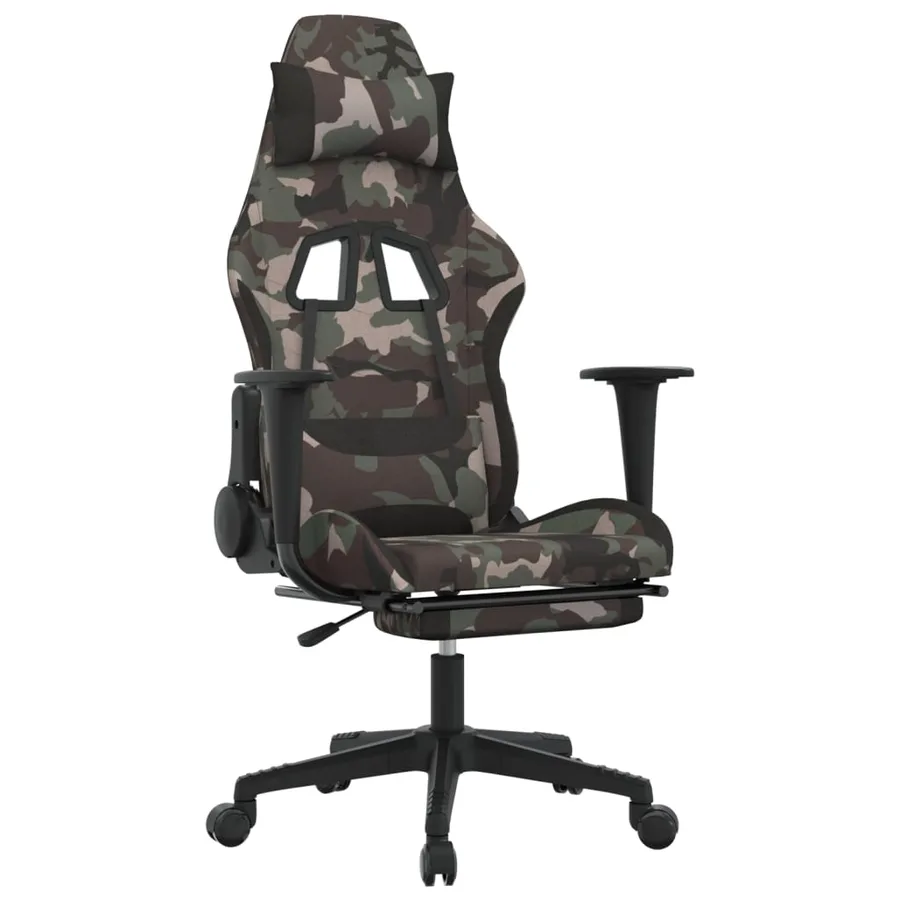 Chaise de jeu de massage repose-pied Noir et camouflage Tissu - 2