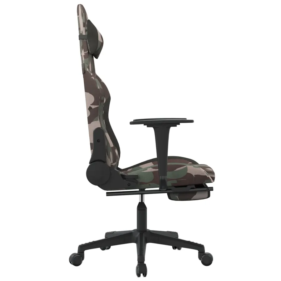 Chaise de jeu de massage repose-pied Noir et camouflage Tissu - 4