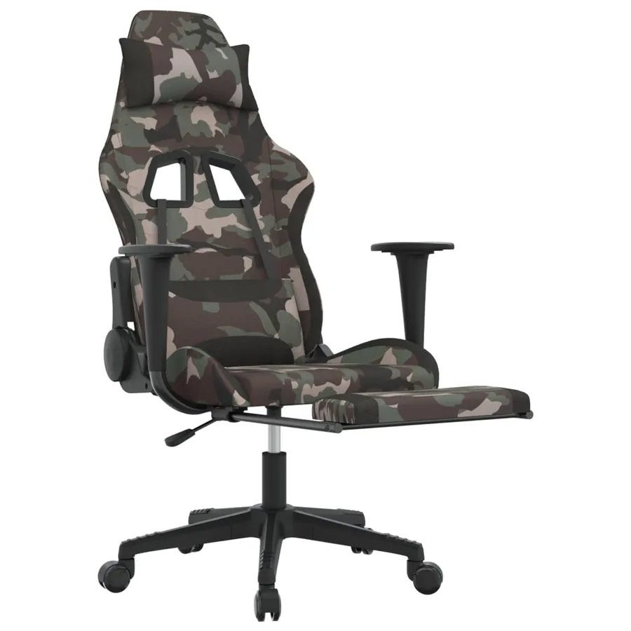 Chaise de jeu de massage repose-pied Noir et camouflage Tissu - 6