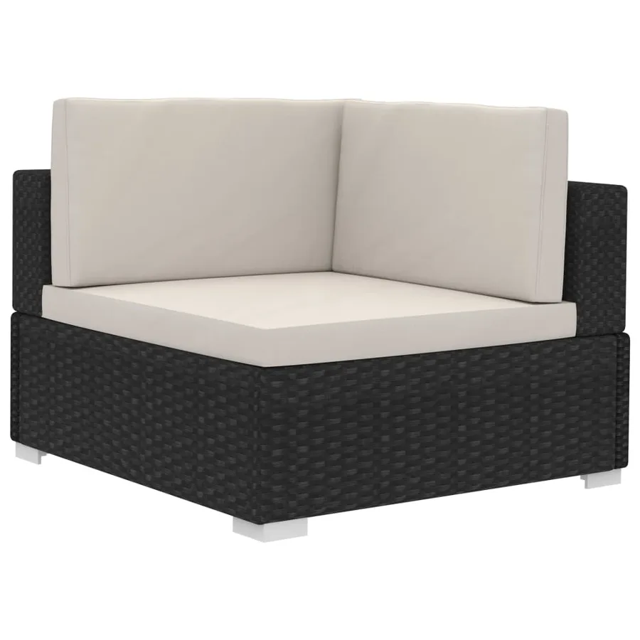 Chaises d'angles lot de 2 avec coussins Résine tressée Noir - 6