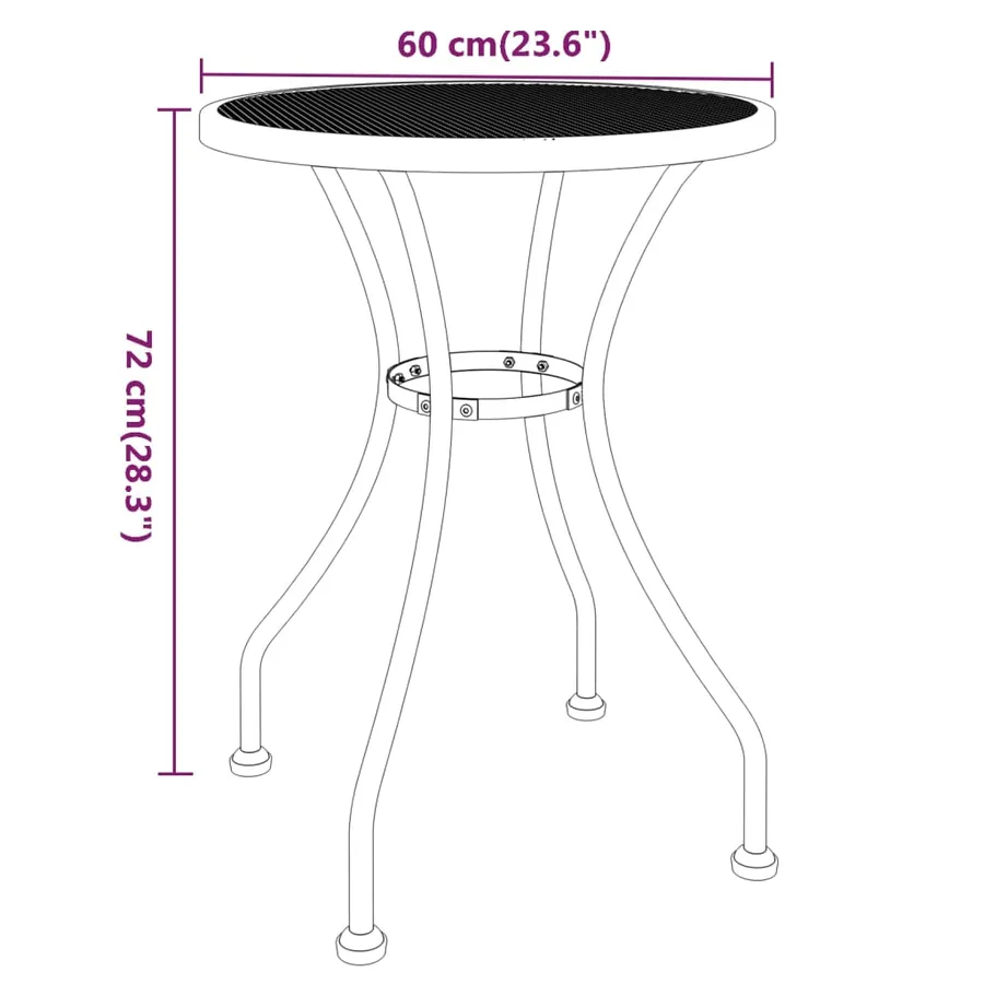 Table de jardin Ø60x72 cm Maille métallique Anthracite - 5
