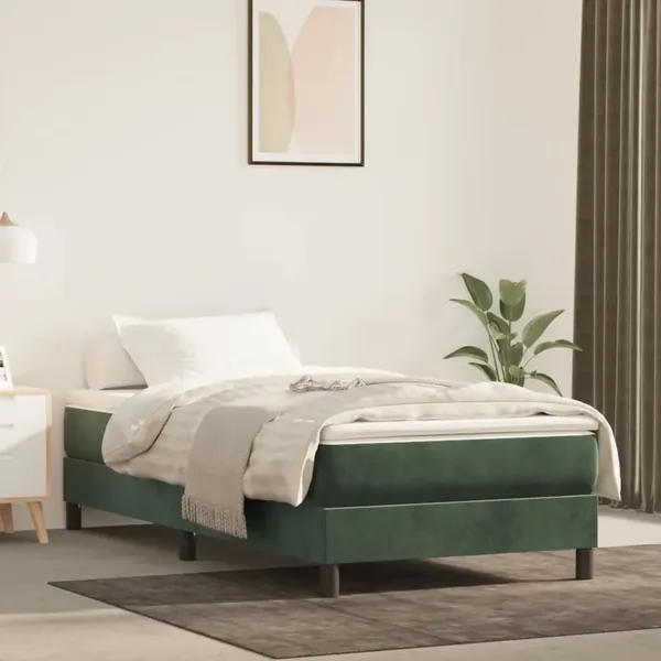 Matelas de lit à ressorts ensachés fermeté moyenne Vert foncé 90x200x20 cm