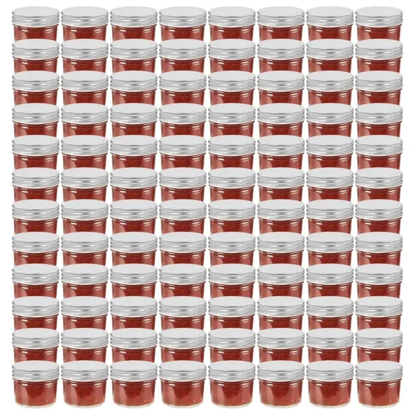 Pots à confiture avec couvercles argentés 96 pcs Verre 110 ml