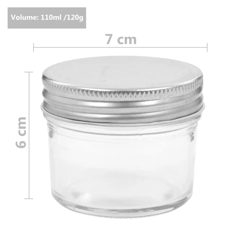 Pots à confiture avec couvercles argentés 96 pcs Verre 110 ml - 7