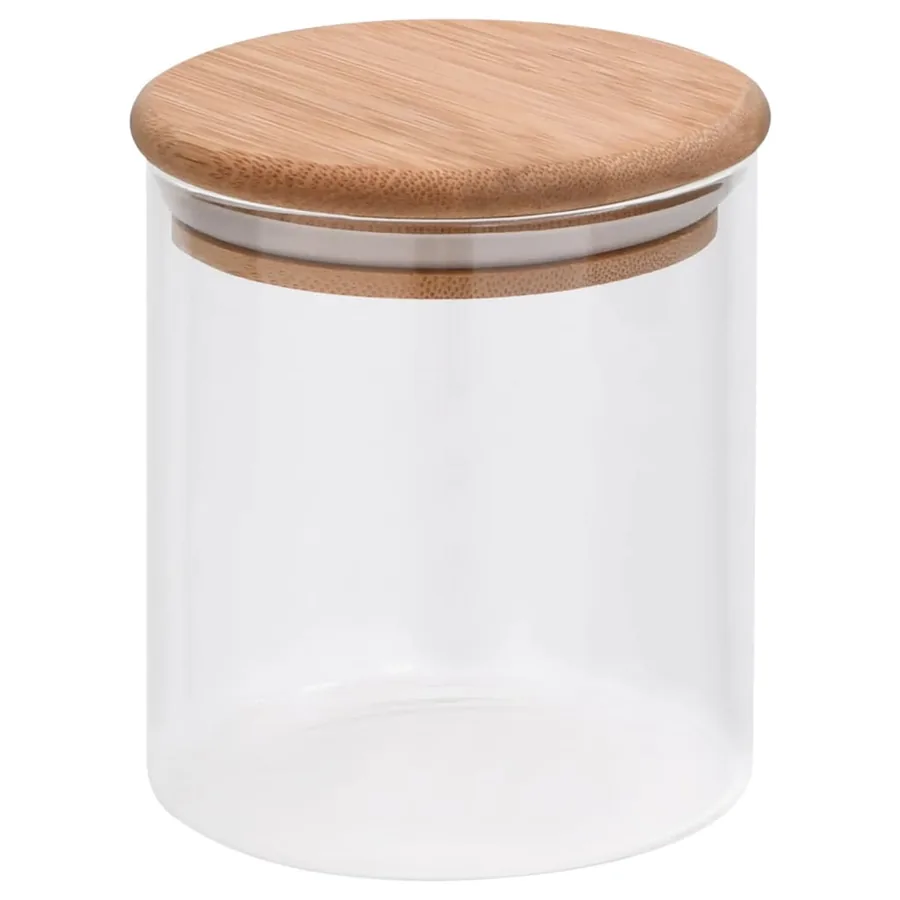 Pots de conservation en verre couvercle en bambou 6 pcs 600 ml - 2