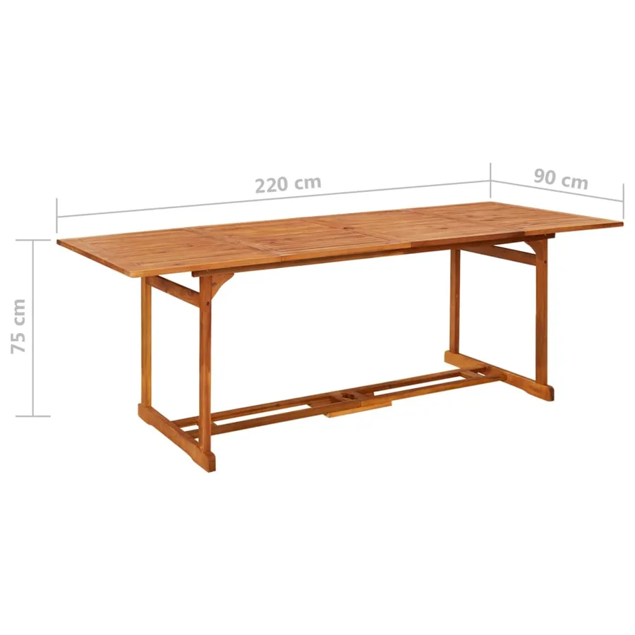 Table à dîner de jardin 220x90x75 cm Bois d'acacia massif - 6