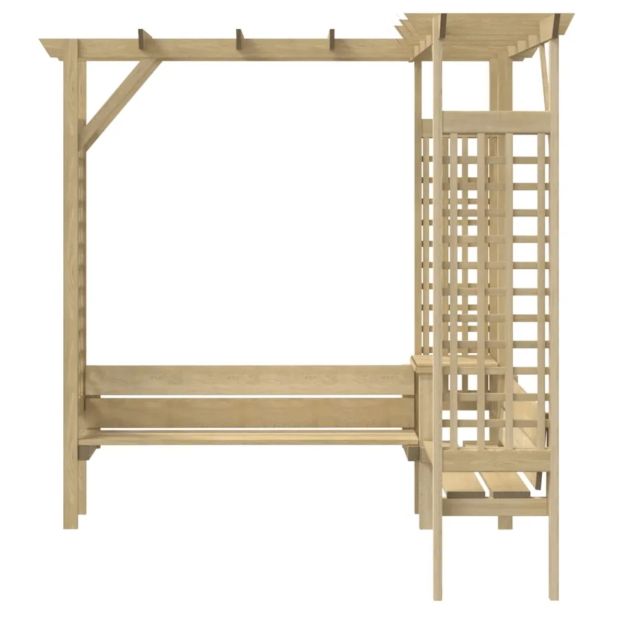 Pergola d'angle avec banc Bois de pin imprégné - 4
