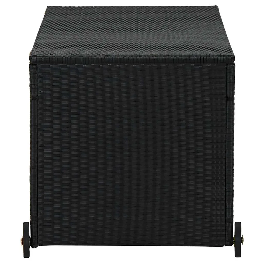 Boîte de rangement de jardin noir 120x65x61 cm résine tressée - 5