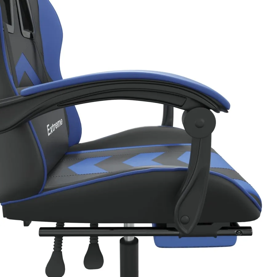 Chaise de jeu avec repose-pied Noir et bleu Similicuir - 10