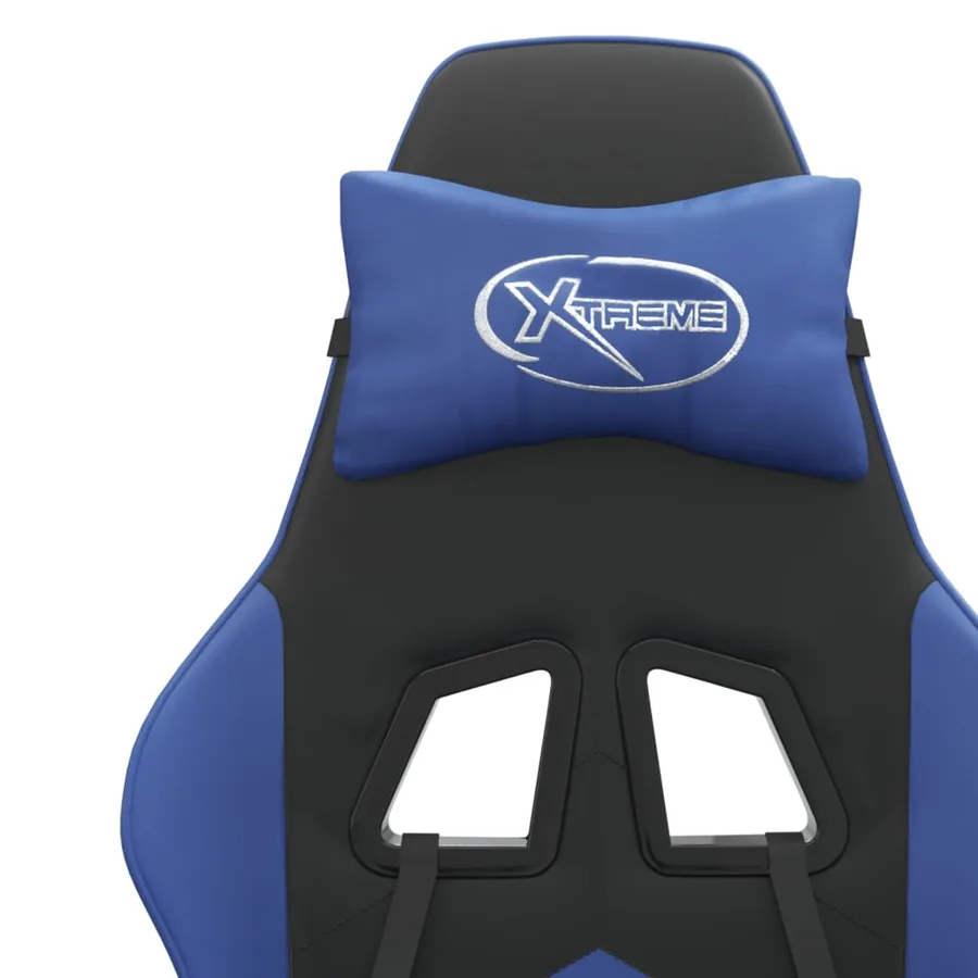 Chaise de jeu avec repose-pied Noir et bleu Similicuir - 12