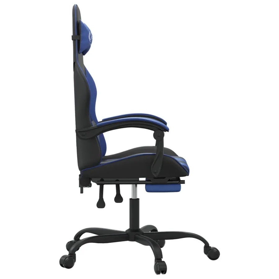 Chaise de jeu avec repose-pied Noir et bleu Similicuir - 4