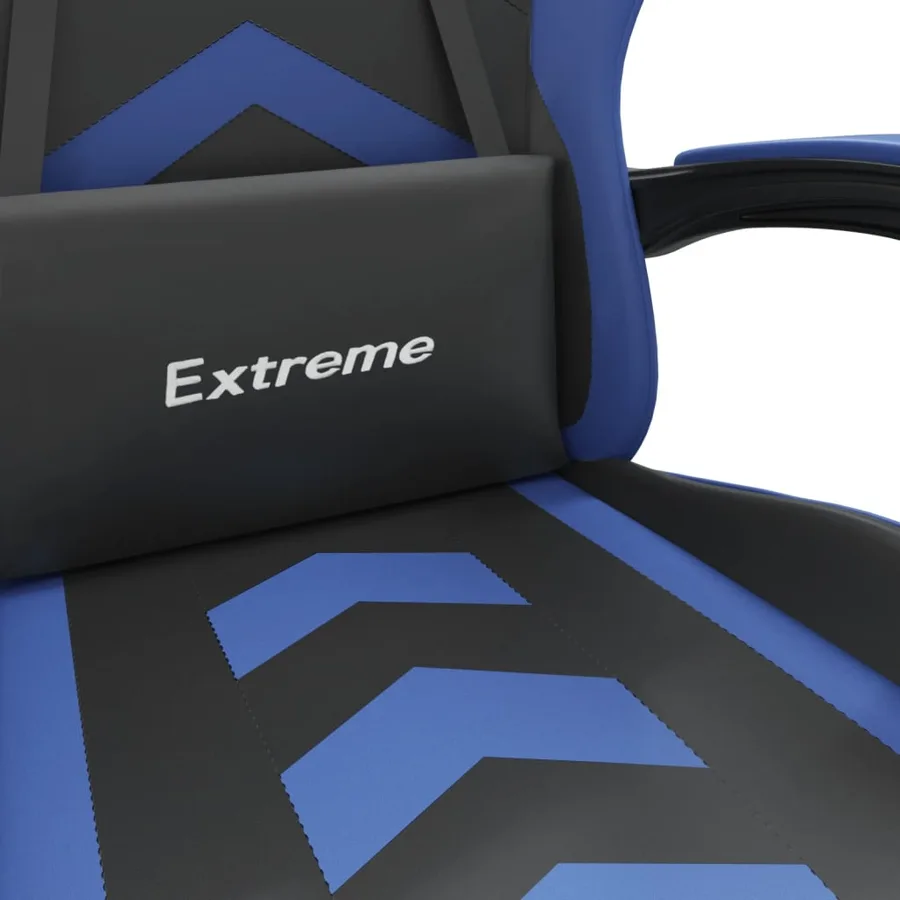 Chaise de jeu avec repose-pied Noir et bleu Similicuir - 9