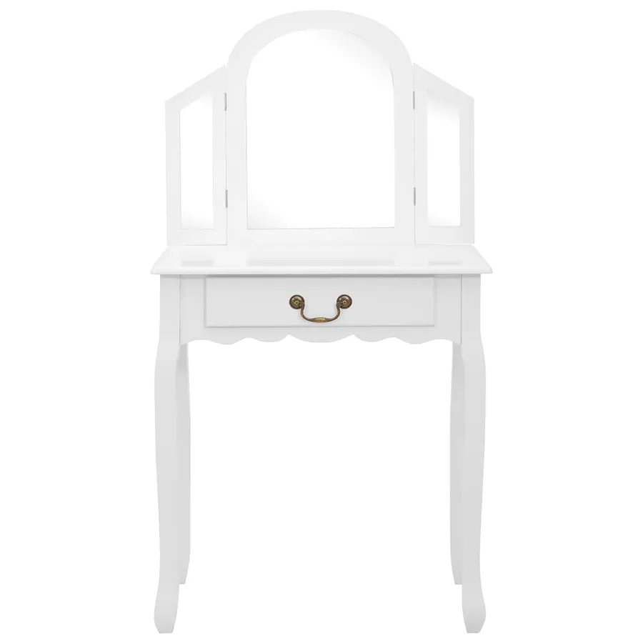 Coiffeuse et tabouret Blanc 65x36x128 cm Bois de paulownia MDF - 3