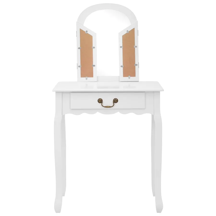 Coiffeuse et tabouret Blanc 65x36x128 cm Bois de paulownia MDF - 4