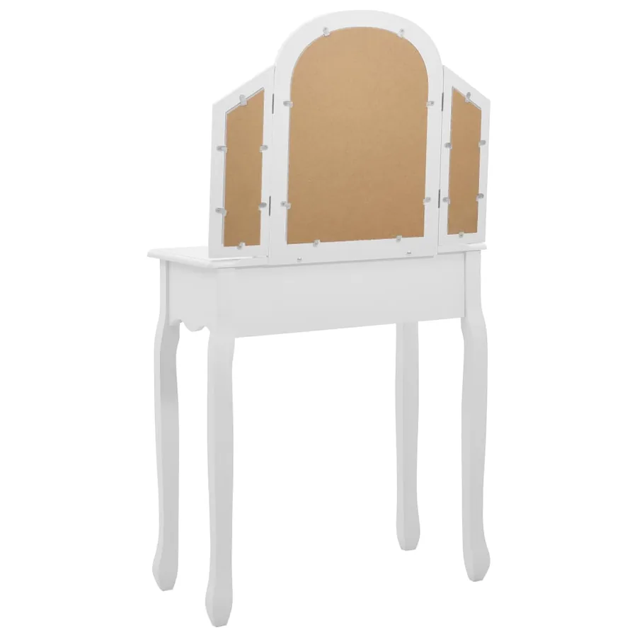 Coiffeuse et tabouret Blanc 65x36x128 cm Bois de paulownia MDF - 6