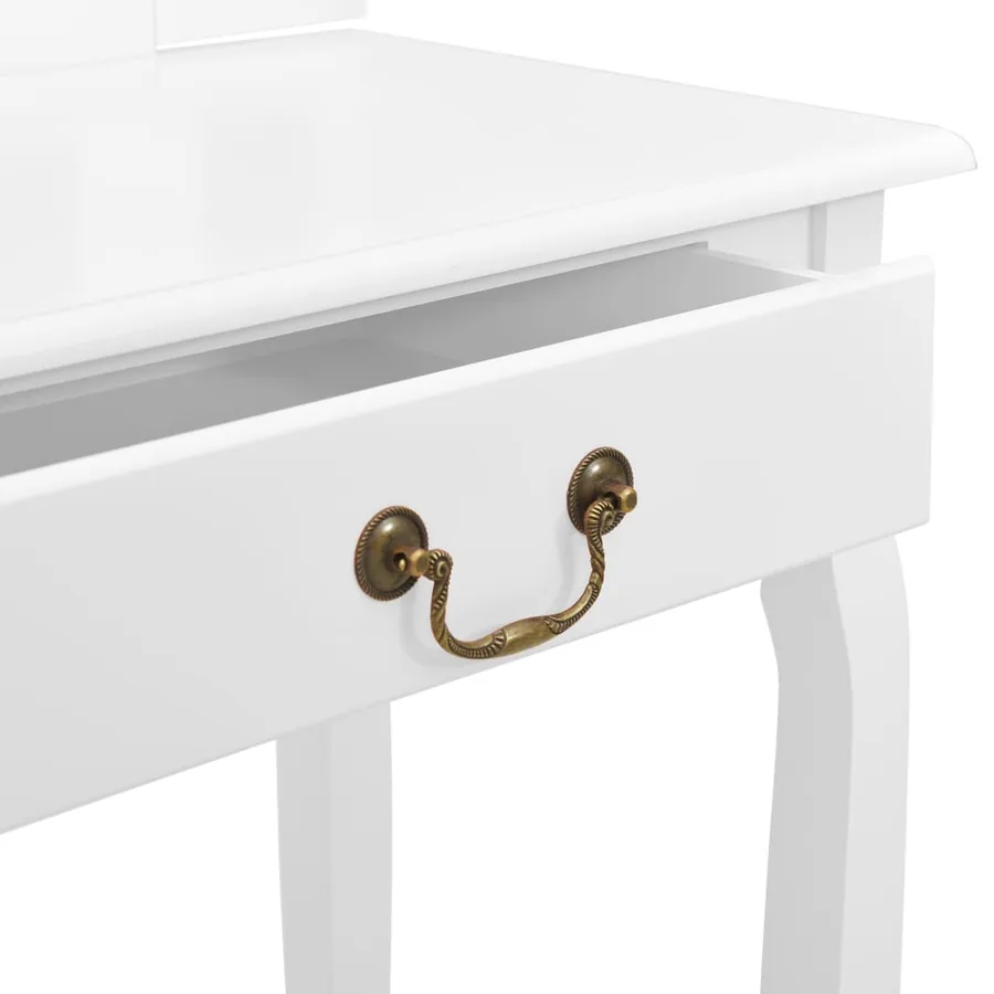 Coiffeuse et tabouret Blanc 65x36x128 cm Bois de paulownia MDF - 8