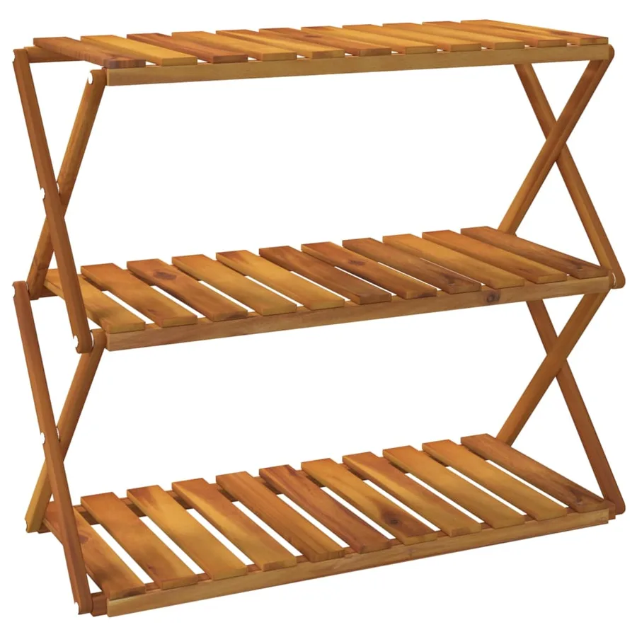 Étagère pliable à 3 niveaux Marron 70x31x63 cm Bois d'acacia - 2
