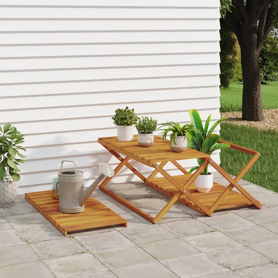 Étagère pliable à 3 niveaux Marron 70x31x63 cm Bois d'acacia - 3