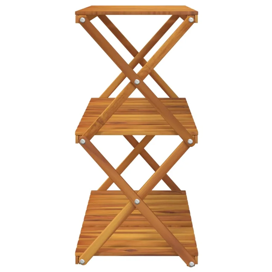 Étagère pliable à 3 niveaux Marron 70x31x63 cm Bois d'acacia - 5