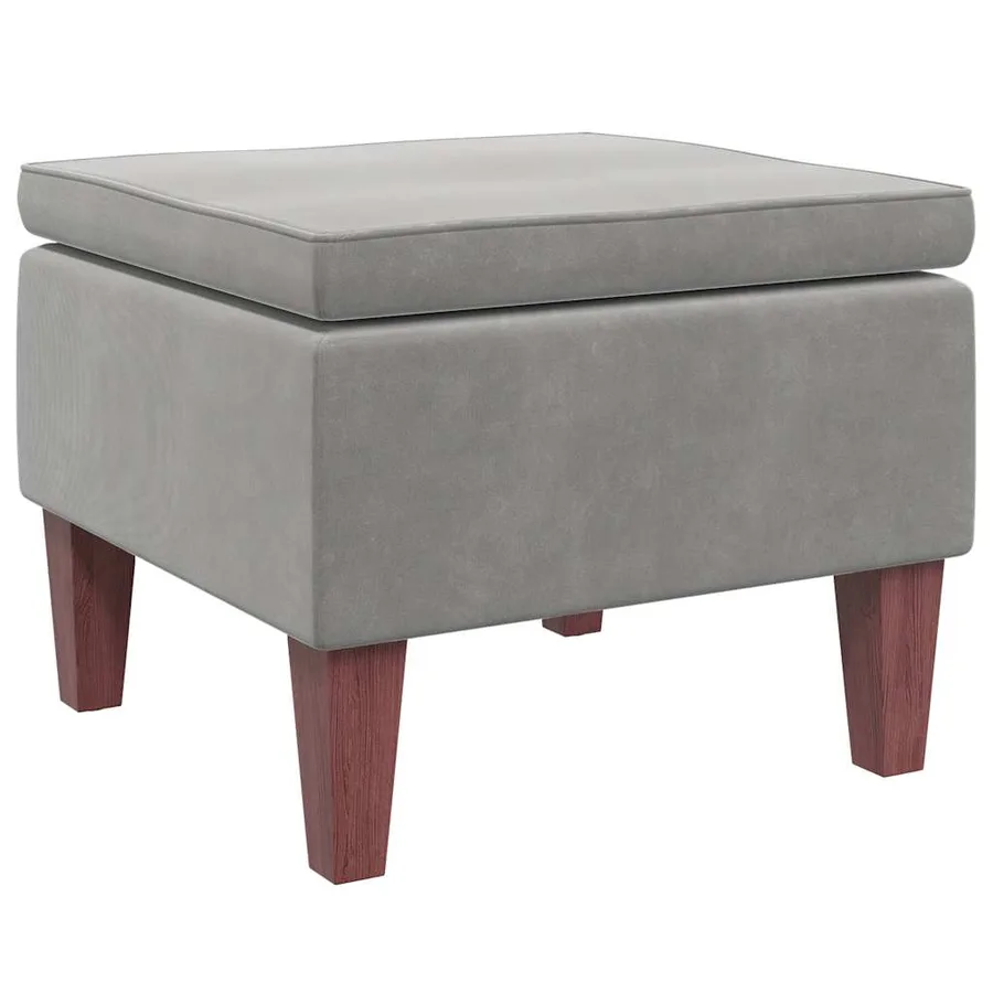 Tabouret avec pieds en bois Gris clair Velours - 2