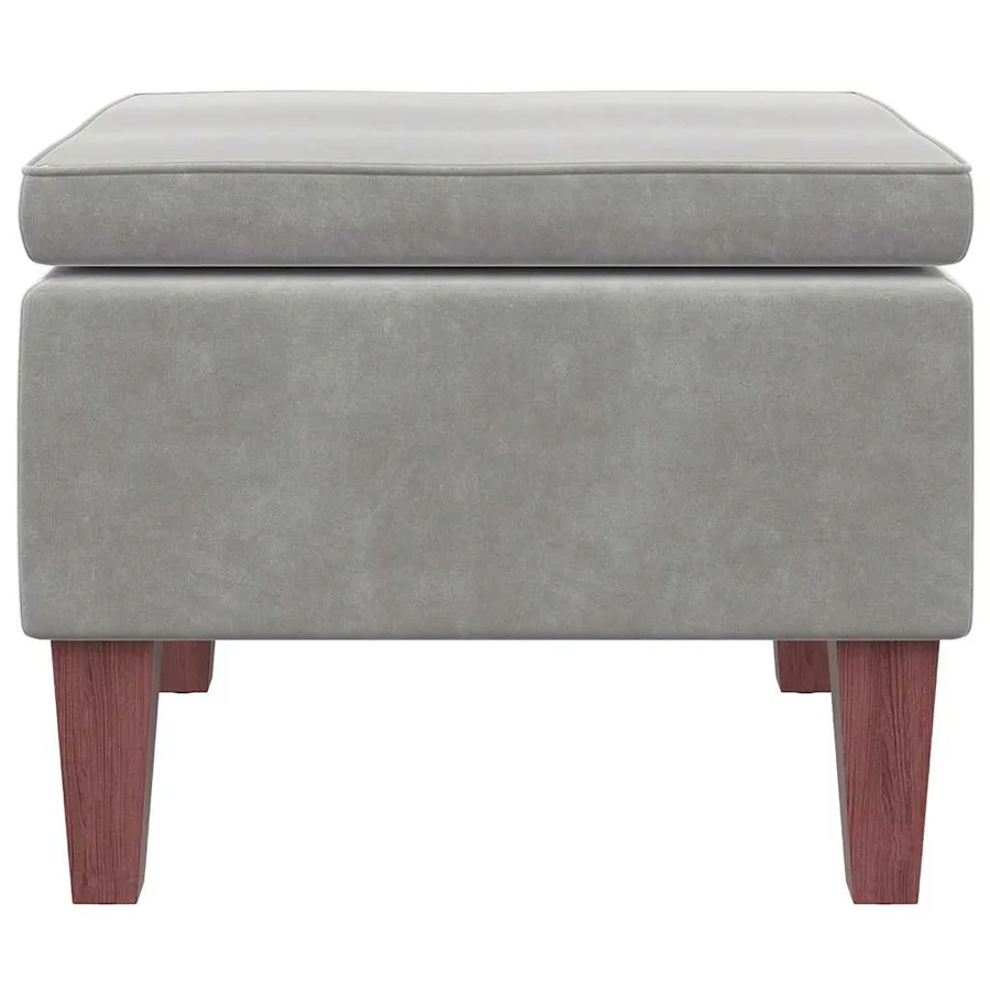 Tabouret avec pieds en bois Gris clair Velours - 5