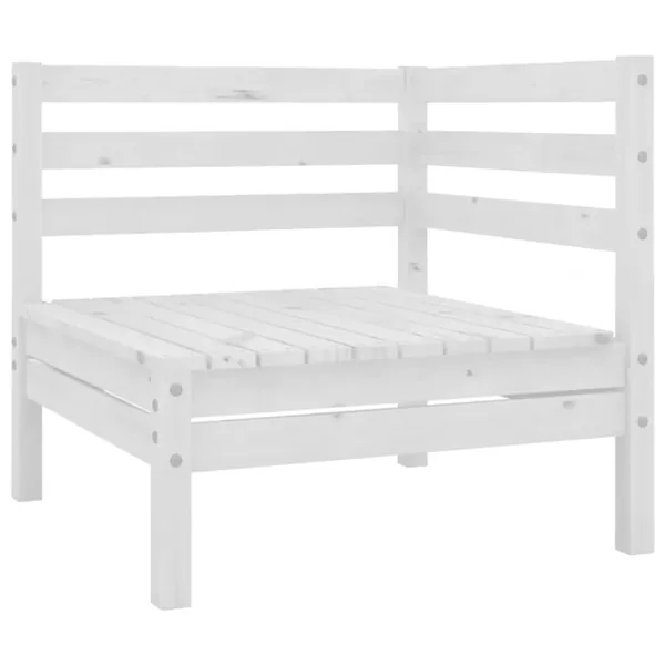 Canapé d'angle de jardin blanc bois de pin massif