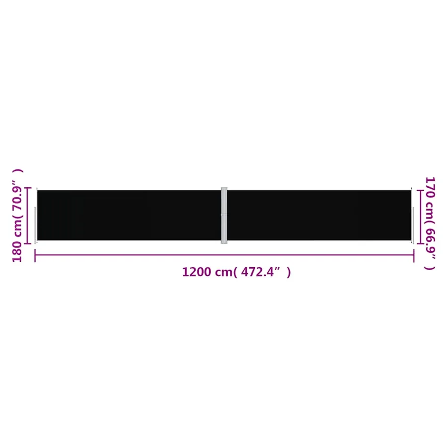 Auvent latéral rétractable Noir 180x1200 cm - 7