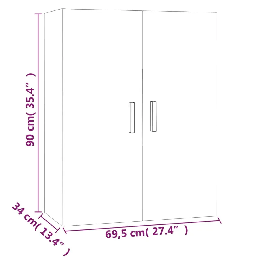 Armoire murale suspendue Chêne fumé 69,5x34x90 cm - 11