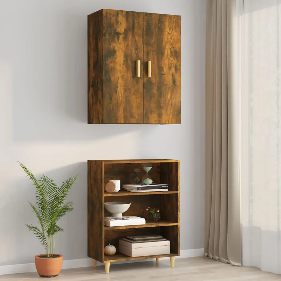 Armoire murale suspendue Chêne fumé 69,5x34x90 cm - 3