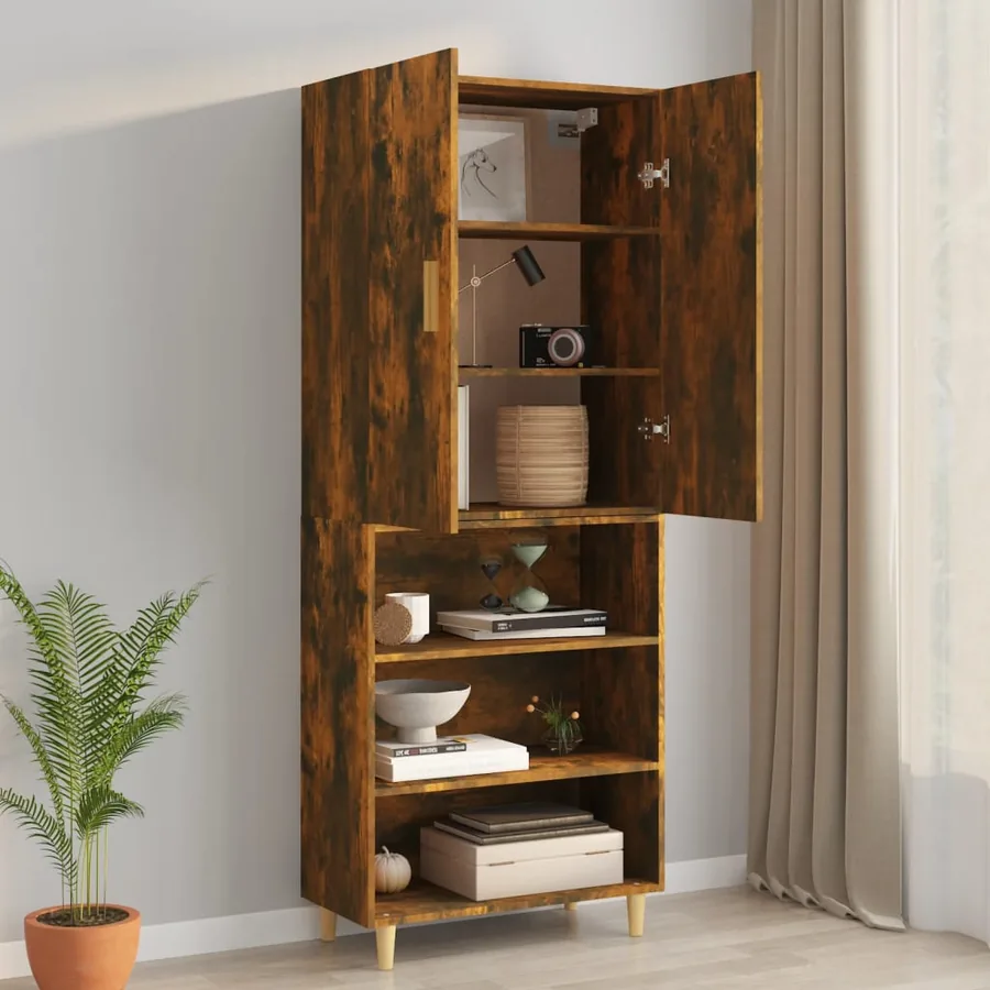 Armoire murale suspendue Chêne fumé 69,5x34x90 cm - 4