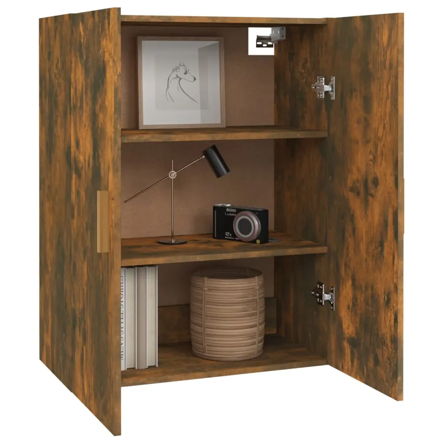 Armoire murale suspendue Chêne fumé 69,5x34x90 cm - 5