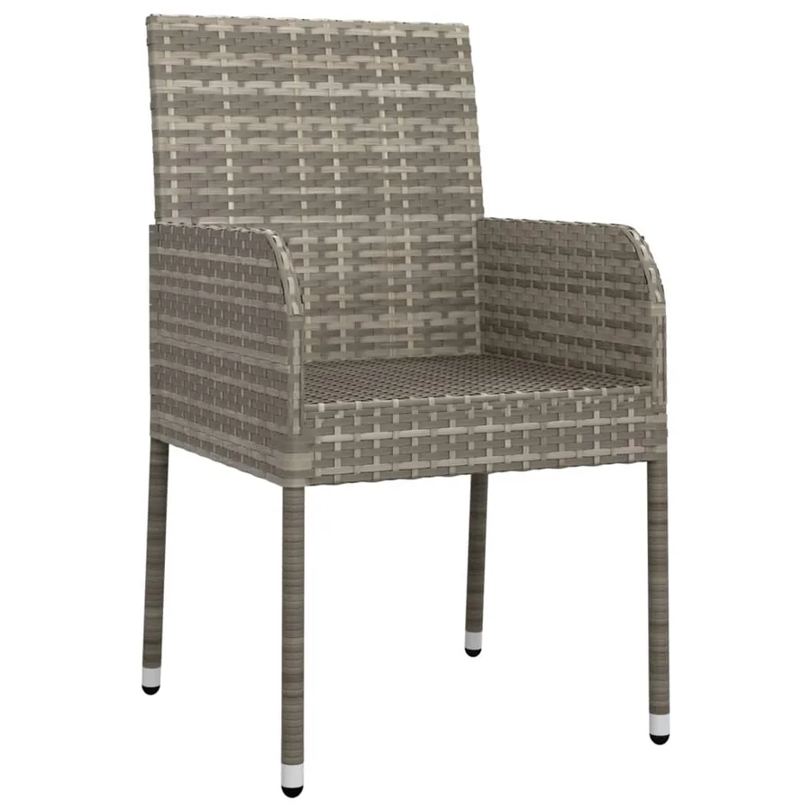 Chaises de jardin avec coussins lot de 4 Résine tressée Gris - 4
