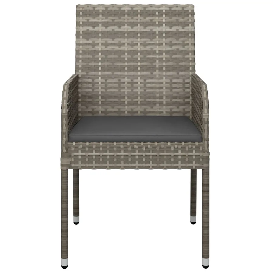 Chaises de jardin avec coussins lot de 4 Résine tressée Gris - 5
