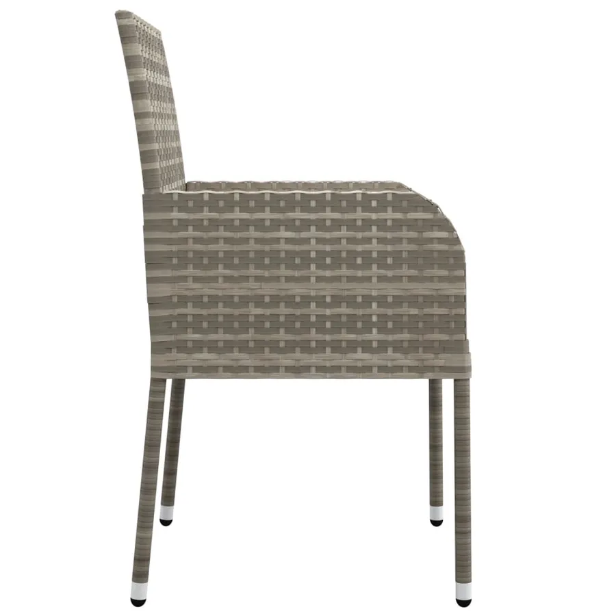 Chaises de jardin avec coussins lot de 4 Résine tressée Gris - 6