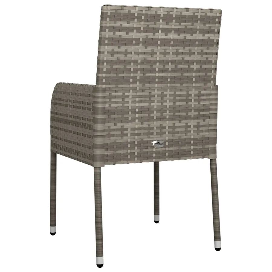 Chaises de jardin avec coussins lot de 4 Résine tressée Gris - 7