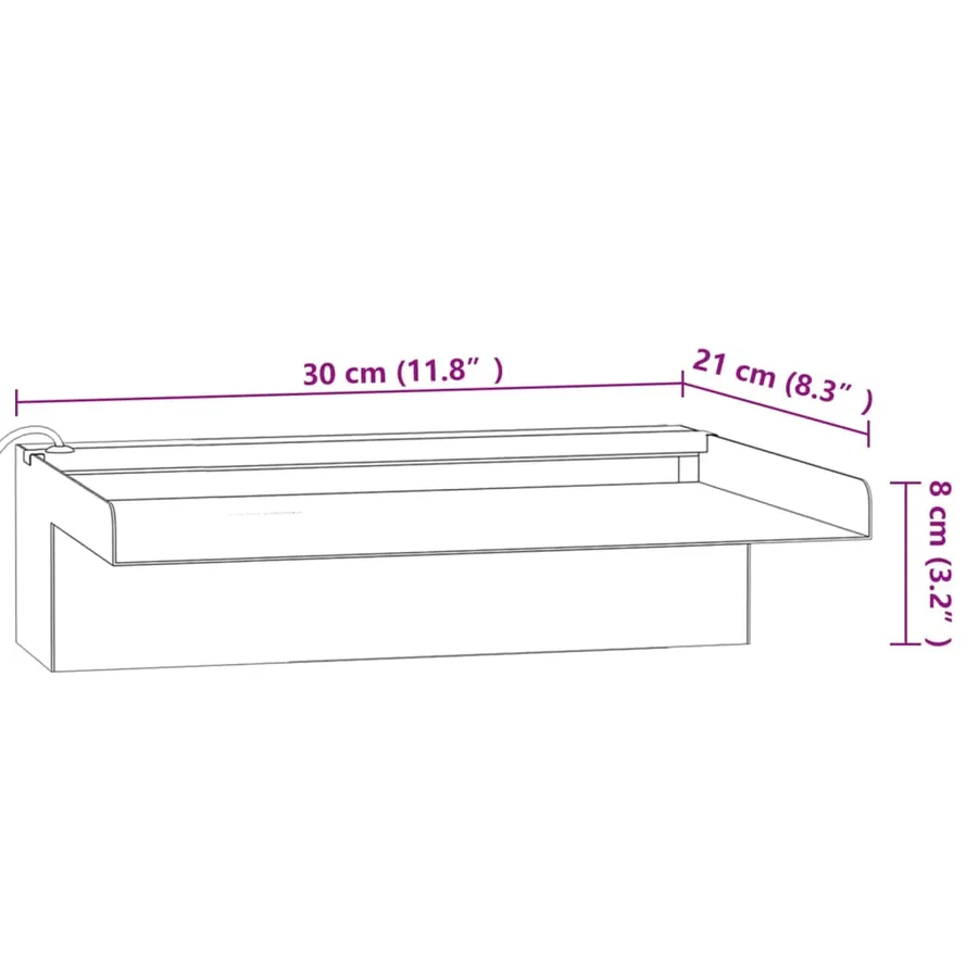 Déversoir pour cascade avec LED RVB Inox 30 cm - 12