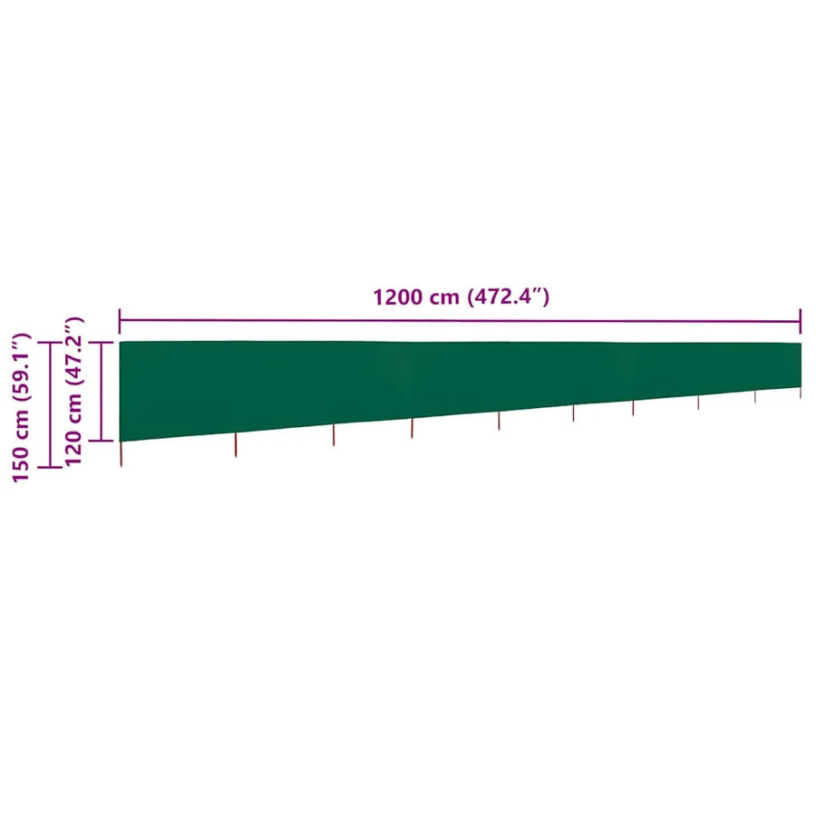 Paravent 9 panneaux Tissu 1200 x 120 cm Vert - 6