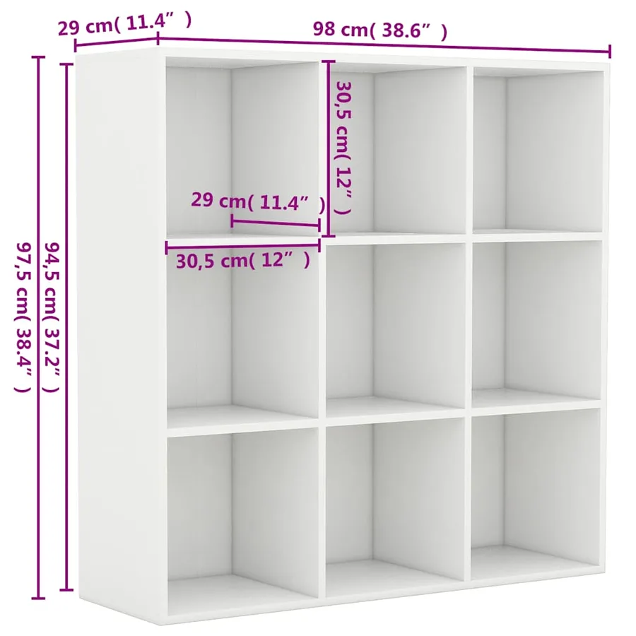 Bibliothèque blanc 98x29x97,5 cm bois d'ingénierie - 6