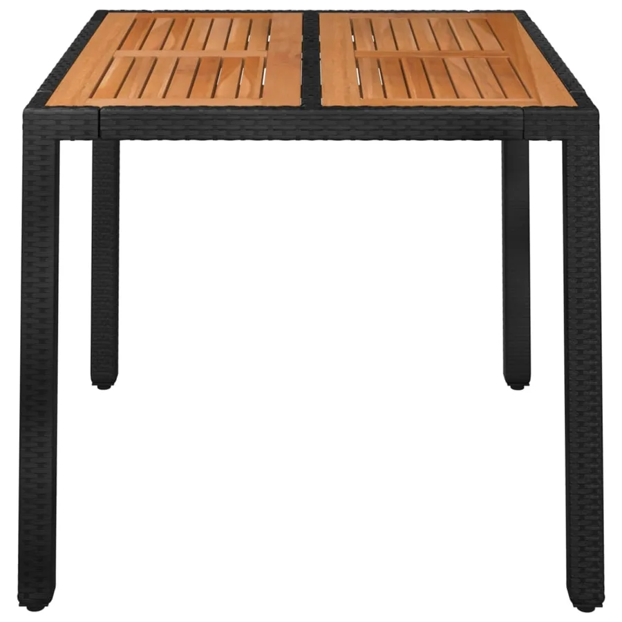 Table de jardin dessus en bois Noir 90x90x75 cm Résine tressée - 3