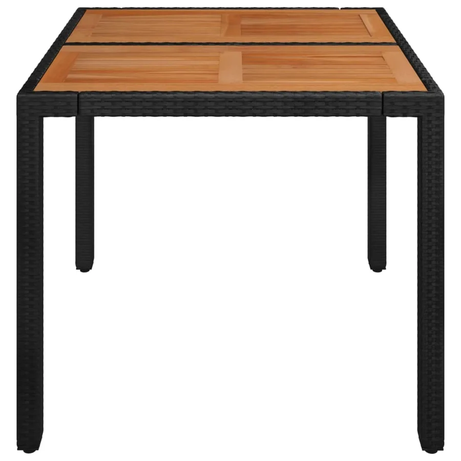 Table de jardin dessus en bois Noir 90x90x75 cm Résine tressée - 4