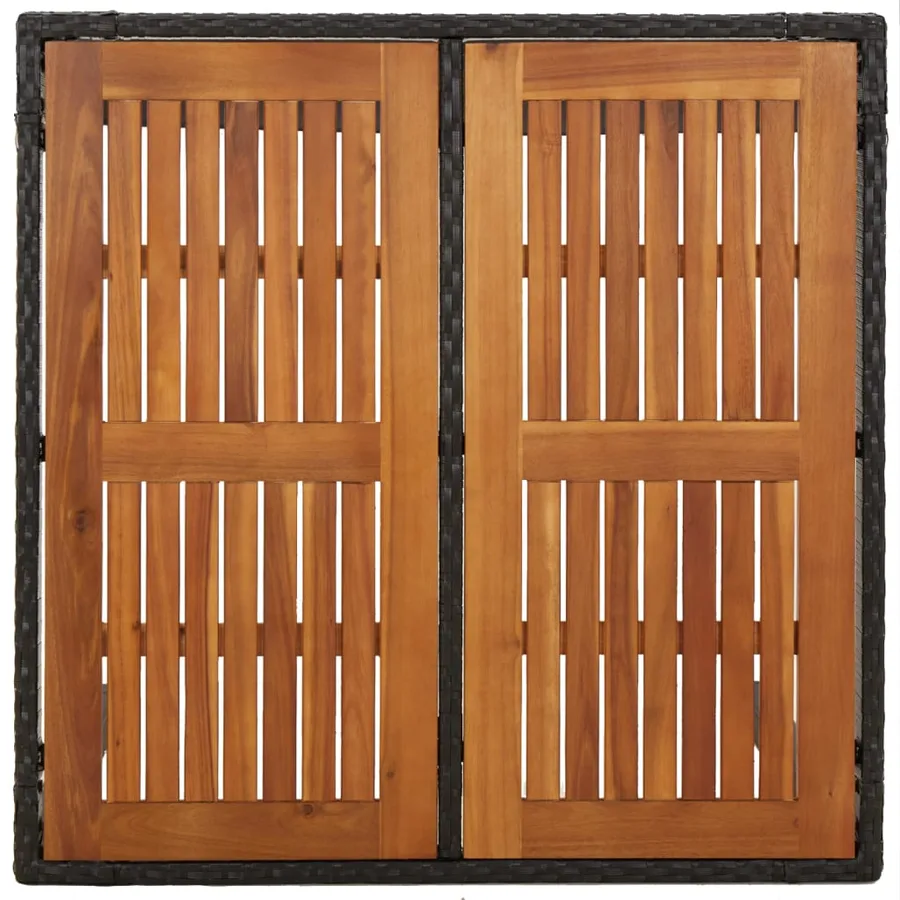 Table de jardin dessus en bois Noir 90x90x75 cm Résine tressée - 5