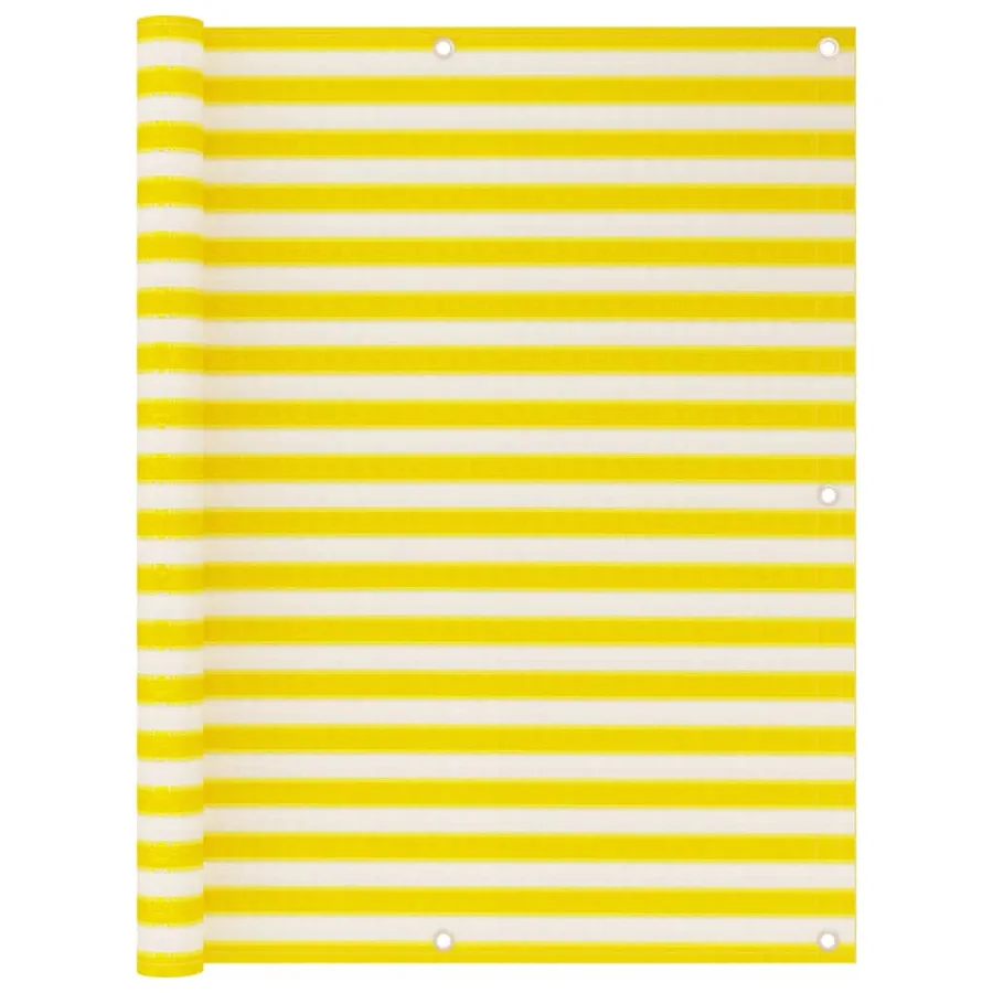 Écran de balcon Jaune et blanc 120x500 cm PEHD