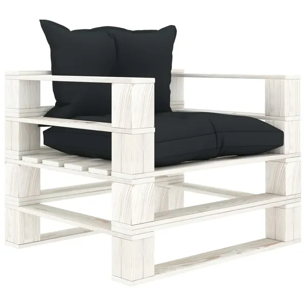 Canapé palette de jardin avec coussins anthracite Bois