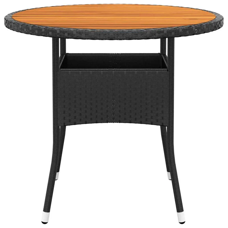 Table de jardin Ø80x75 cm Résine tressée et bois d'acacia Noir - 2