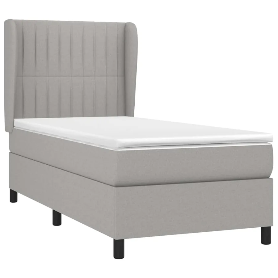 Sommier à lattes de lit avec matelas Gris clair 90x200 cm Tissu - 3