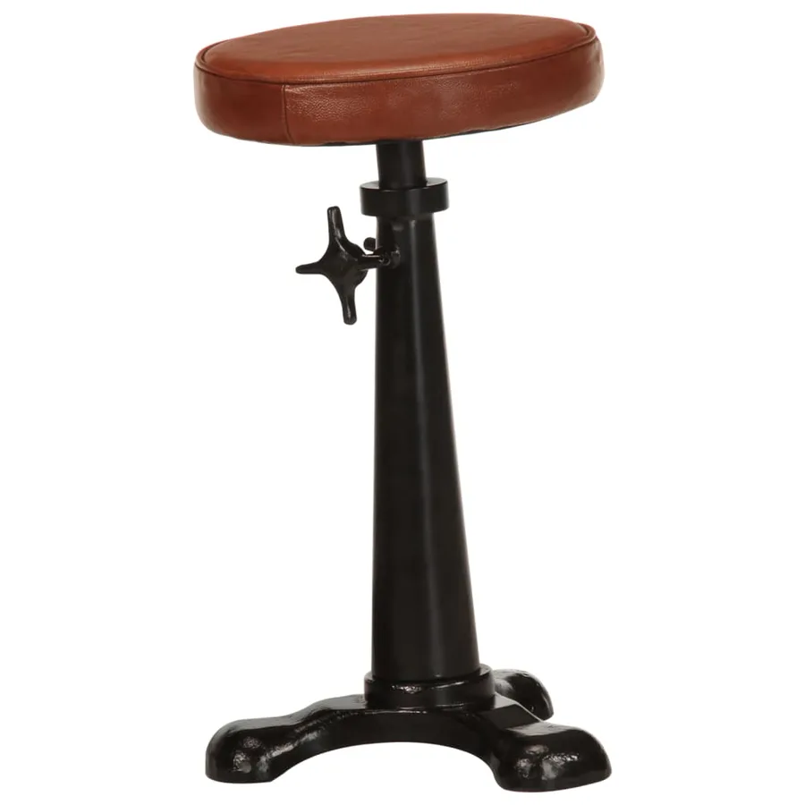 Tabourets de bar lot de 2 marron cuir véritable et fonte - 2