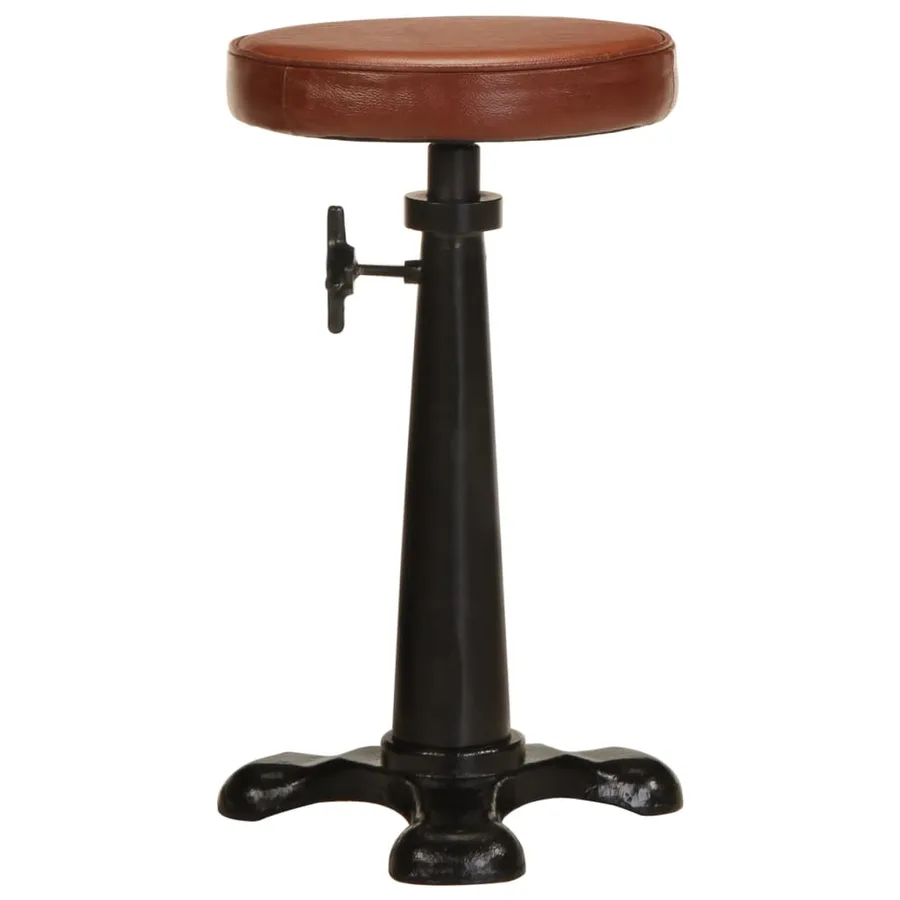 Tabourets de bar lot de 2 marron cuir véritable et fonte - 4
