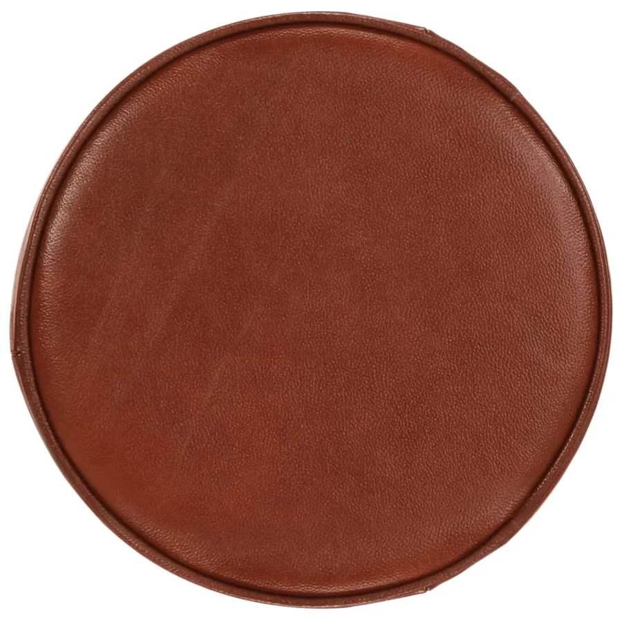 Tabourets de bar lot de 2 marron cuir véritable et fonte - 5