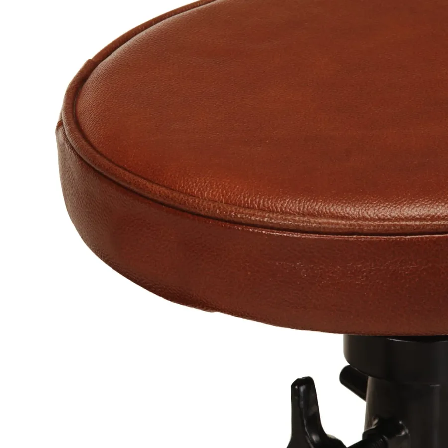 Tabourets de bar lot de 2 marron cuir véritable et fonte - 6
