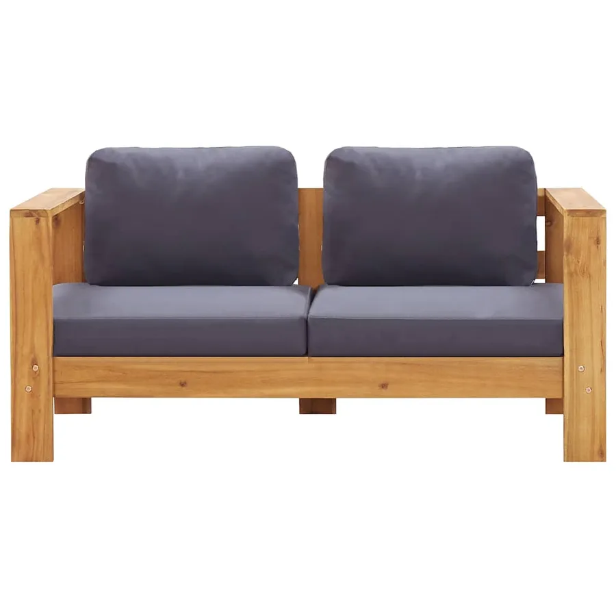 Banc de jardin avec coussins 140 cm Bois d'acacia solide Gris - 3